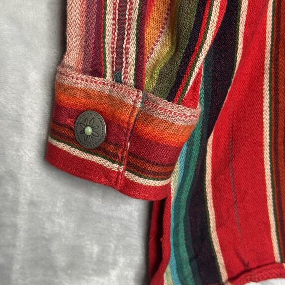 Silverado Shirt Women XL Serape Striped Western Silver Tone Button USA Cotton - Picture 6 of 14